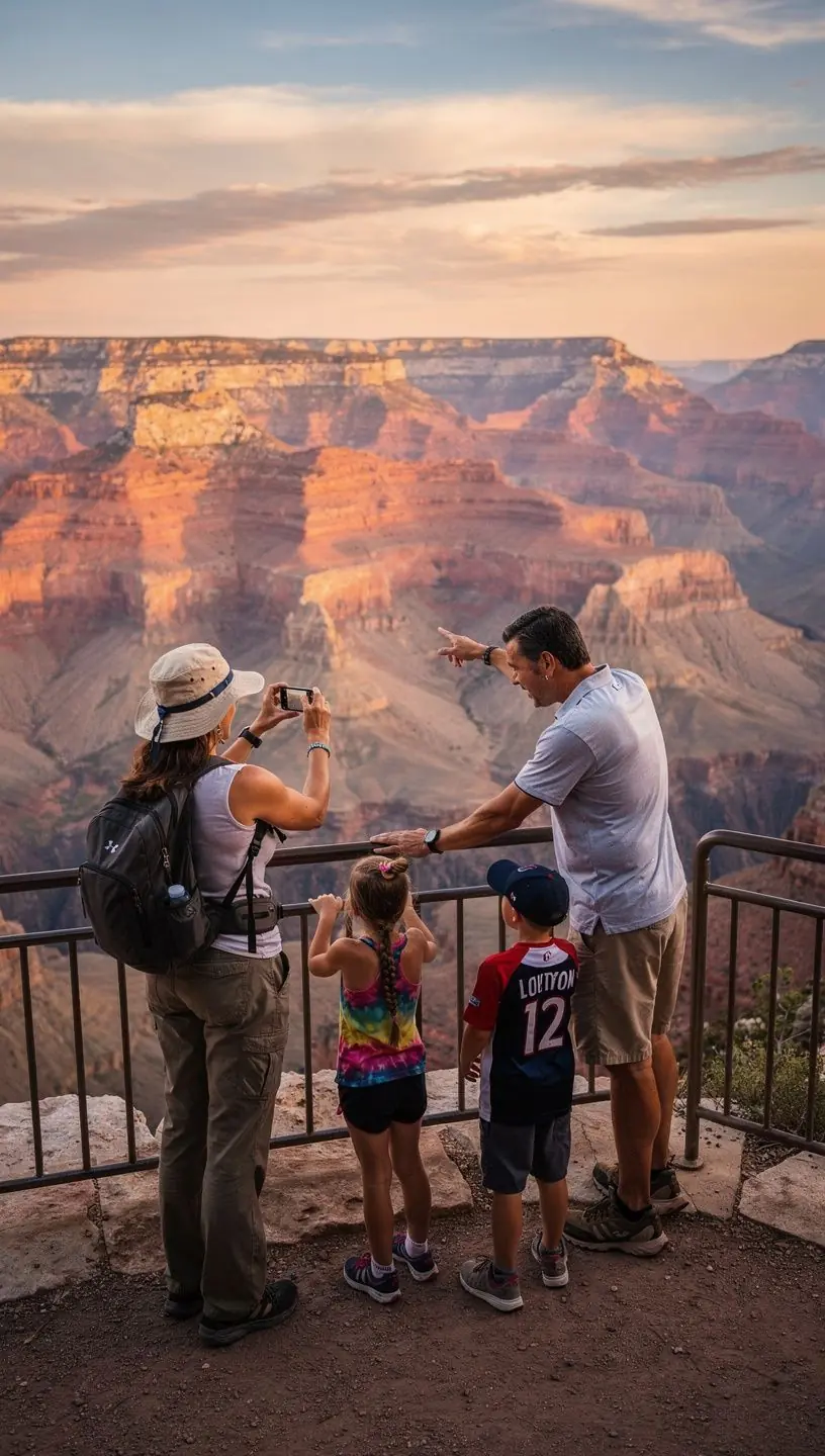 Dzieci bawiące się na plaży, budujące zamki z piasku z rodzicami w tle.