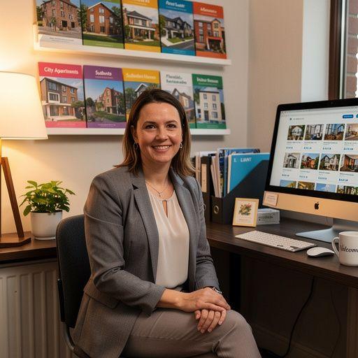 Pracownik biura doradztwa mieszkaniowego rozmawia z klientem