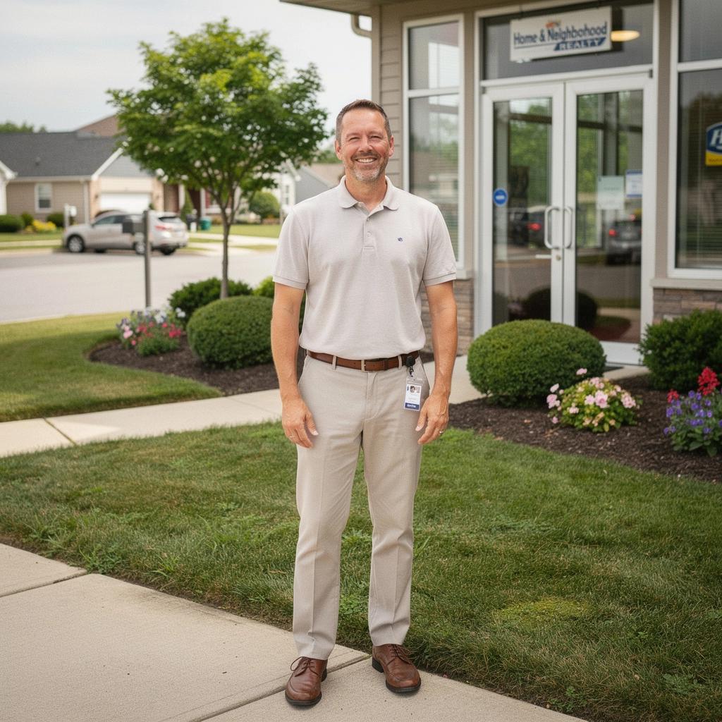 Przestronny taras z widokiem na okolicę w amerykańskim domu